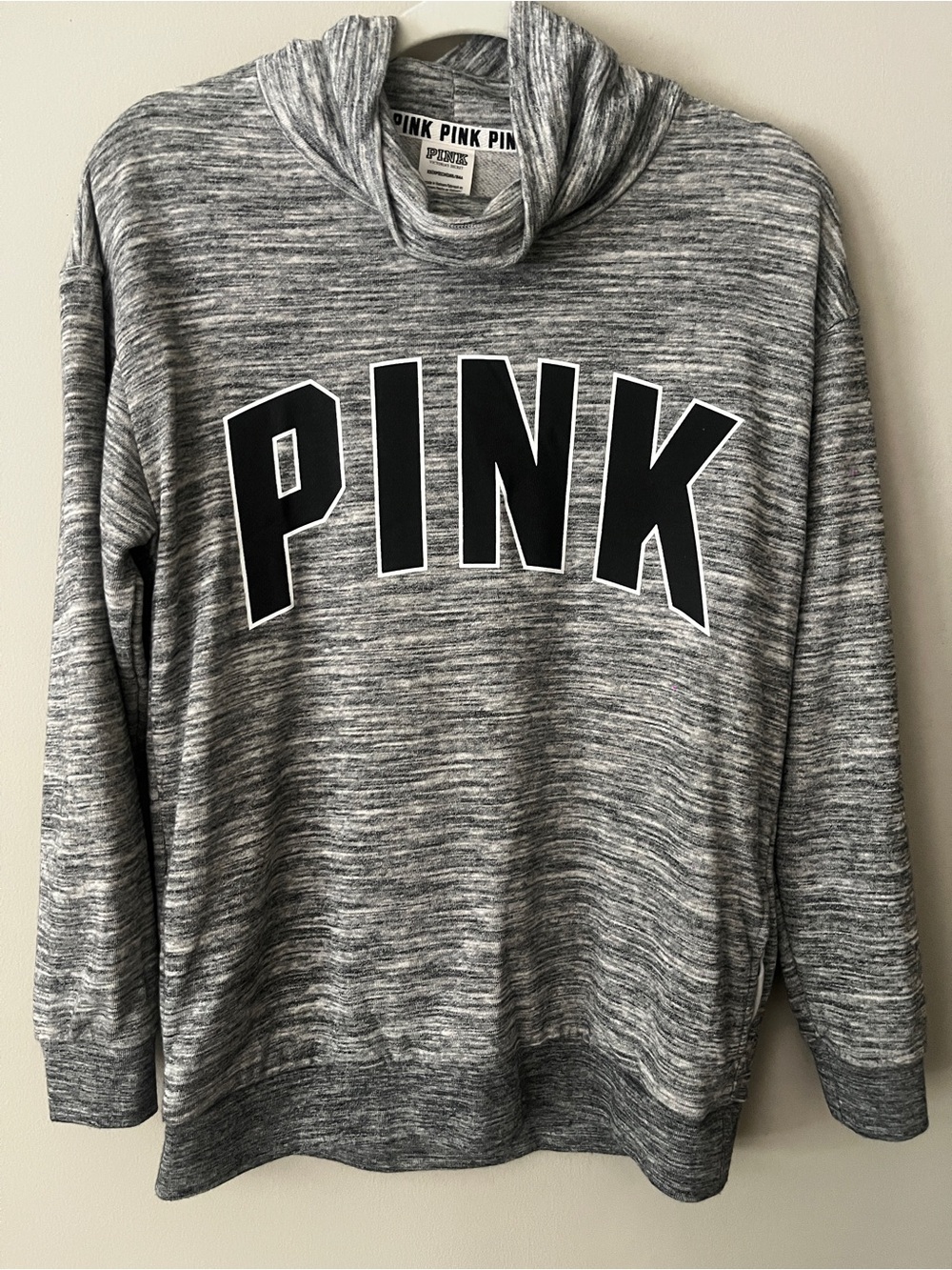 Victoria's Secret PINK Gray Marled Cowl Neck Pullover Sweater
